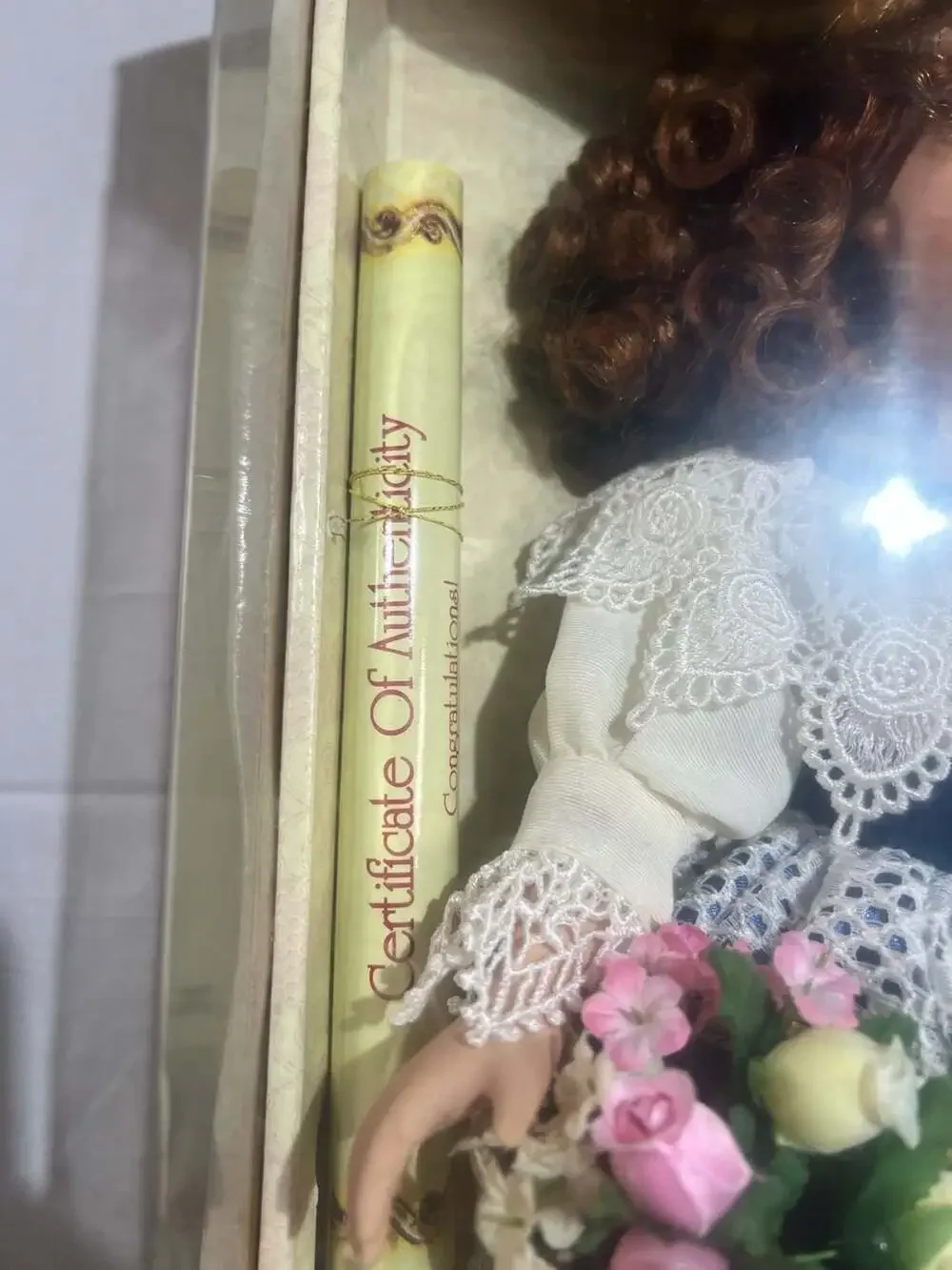 Collector's Choice Limited Edition Fine Bisque Porcelain Doll with Basket